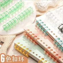 Anneau de reliure Simple en plastique à 5 trous, boucle de reliure transparente, accessoires perforés à feuilles mobiles, Clip en plastique, papeterie de bureau, 6 pièces