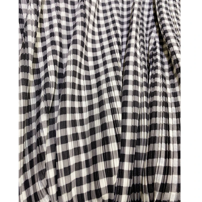 Changpleat летние новые женские платья Miyak плиссированные модные дизайнерские клетчатые тонкие платья без рукавов с круглым вырезом и эластичной талией D9