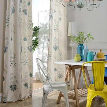 

Modern Idyllic American Style Cotton Printing Shading Curtains for Living Dining Room Bedroom