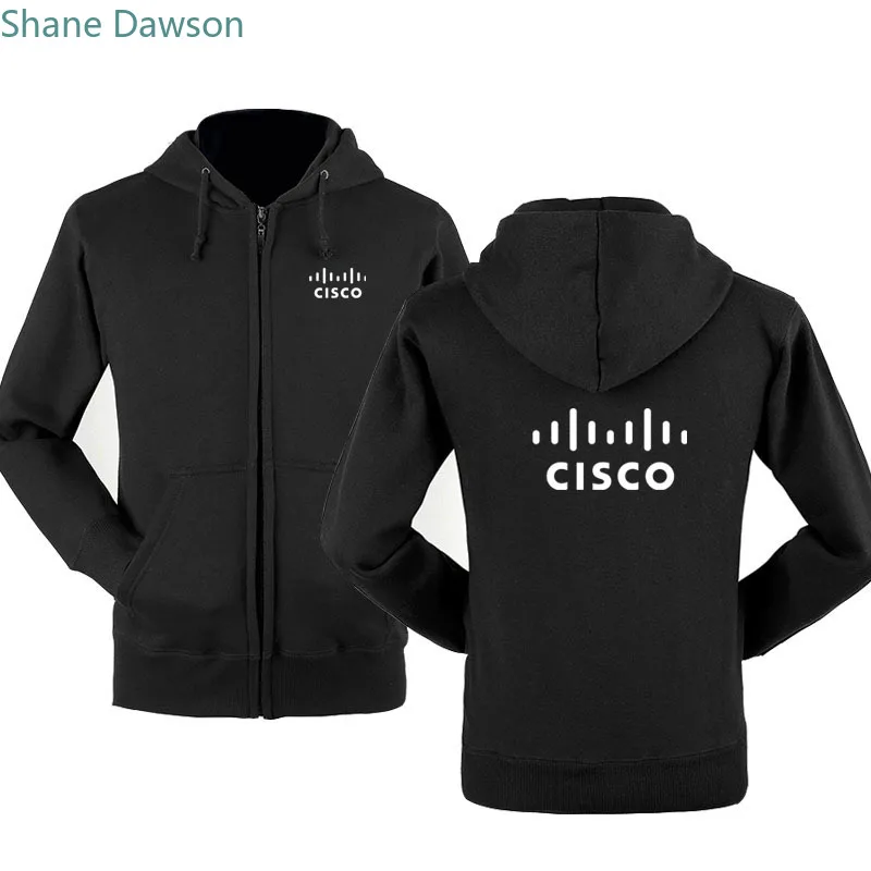 Осень зима логотип CISCO толстовки на молнии с принтом Мужская Флисовая Куртка с капюшоном толстовки на молнии худи