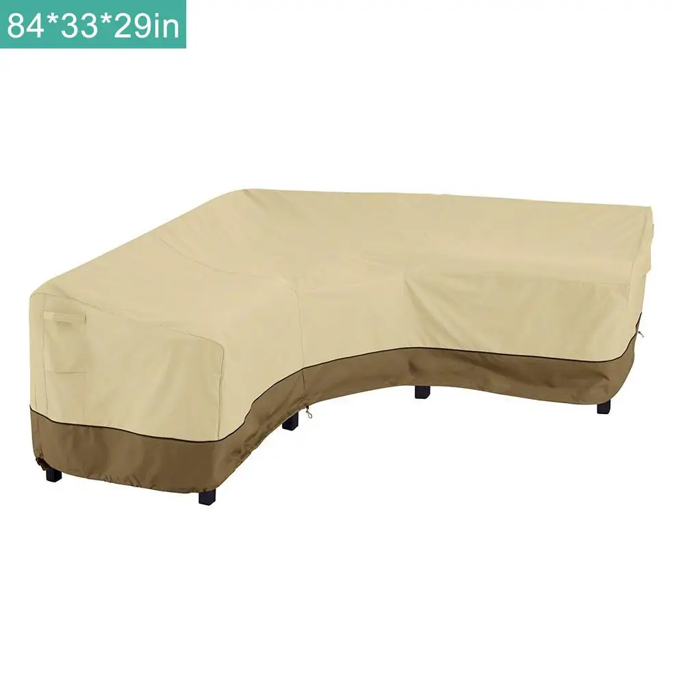 Veranda V-Shaped Sectional Sofa Cover 177/215/292cm 3sizes Outdoor Furniture 420D Oxford Waterproof Cover Classic Sofa Accessory