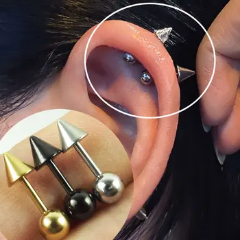 

2 Pieces Round Ball Spike Stainless Steel Earring Barbell Demon Nail Devil Tragus Ear Piercing Helix Earrings Body Jewelry
