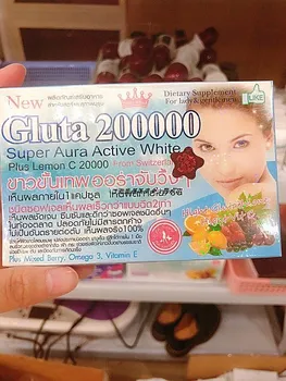 

Gluta 200000 Super Aura Active White + Lemon , 12 pcs / box glutathione capsuls