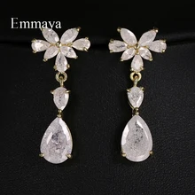 Emmaya, новинка, для женщин, для активного отдыха, выбор, тропический стиль, ослепительные серьги, энергичные, многоцветные, кубический циркон, форма капли