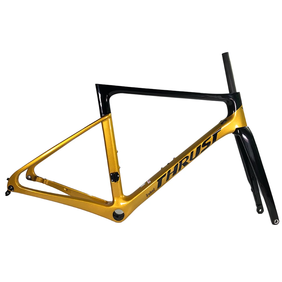 gold black THRUST Super new Frame Red-blue gradient Full Carbon Frame Carbon Road Disc brake Bike Frame include 2 years warranty - Цвет: gold black