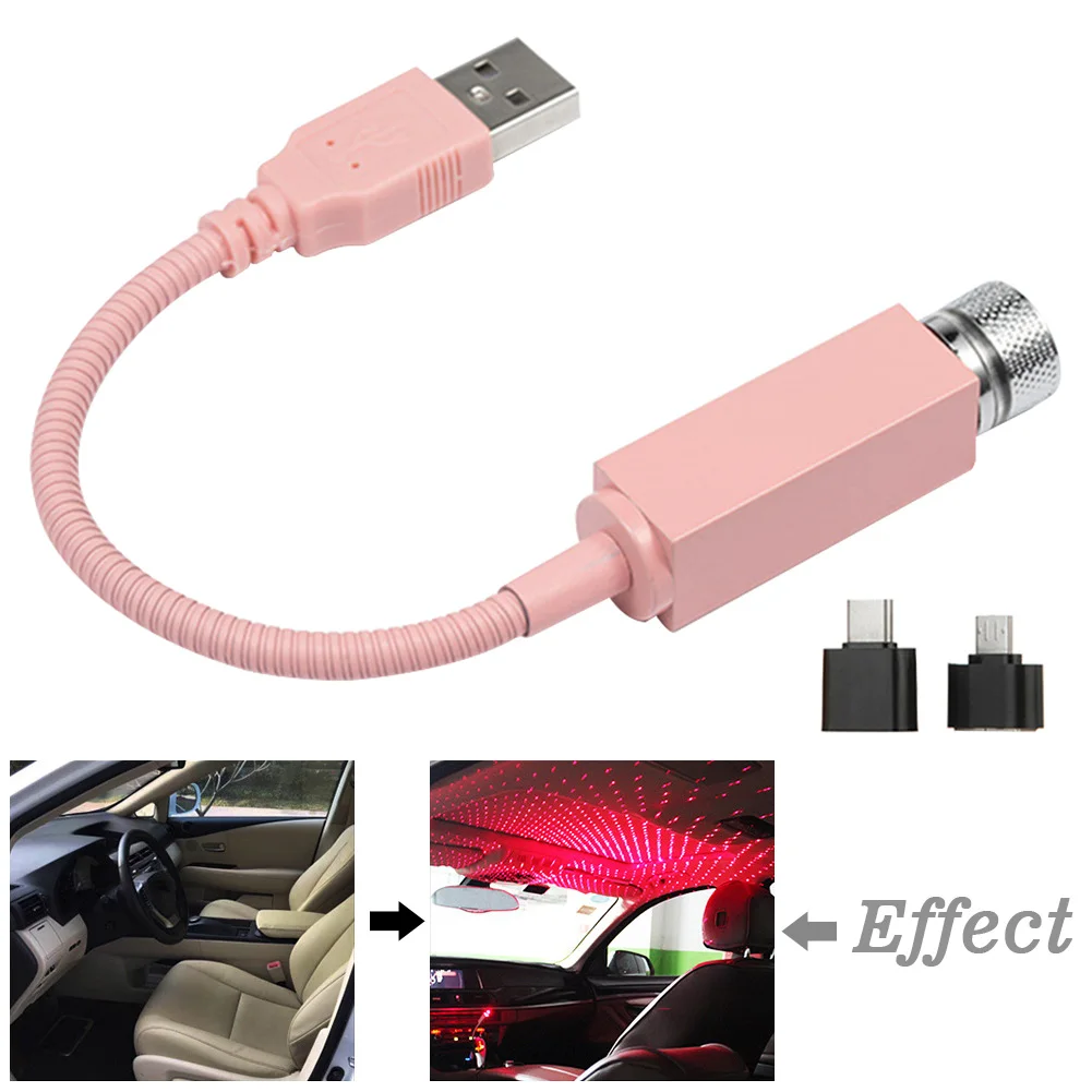 Декоративный Регулируемый атмосферный usb-разъем для внутреннего освещения и ночной крыши, вечерние аксессуары для дома и автомобиля, светильник-проектор, Светодиодная звезда