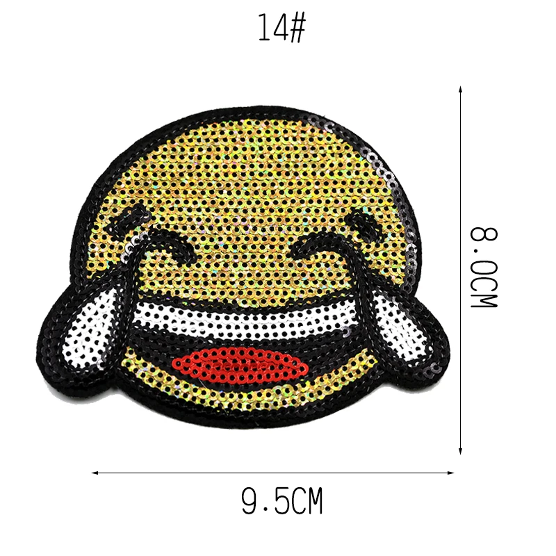 Блестки патч на наклейка на одежду гладить на вышивку патчи для аппликация на одежду пришить значок блестками гладильные Патчи передачи - Цвет: 14 emoji