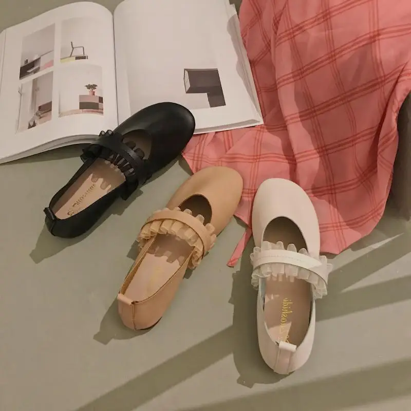 

Leather Shoes Women's WOMEN'S Shoes Versatile Peas Single Shoes Women's 2019 Summer Fairy Summer Faux Pu Red Adult Late Late Sho
