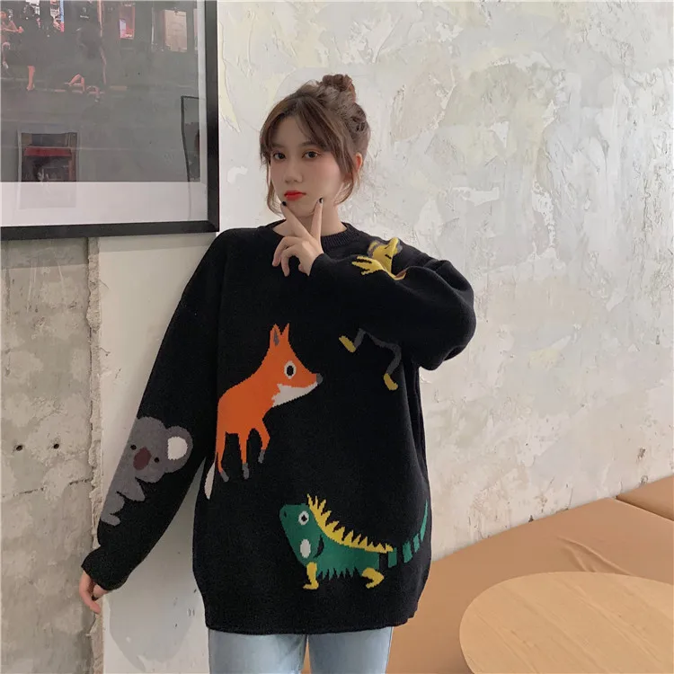 FREE SHIPPING Funny Animal Cartoon Embroidery Sweaters JKP4770