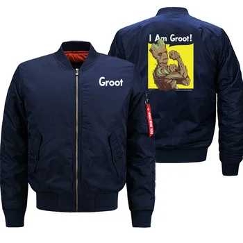 

Guardians of the Galaxy Winter Fashion Warm Clothing Men Jacket Streetwear Bomber Funny Groot Military Casual Jacket Coat Thick