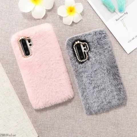 Cute Warm Phone Case for Huawei P8 Lite 2017 Lite Mate 20 P20 P30 Lite Pro Soft Fur Plush Furry Fluffy Cover Coque