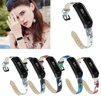 

Women Fashion Print Wristband Replacement Strap Leather Watch Band For Xiaomi For Mi Band 3 170mm X12mm With Plain Design