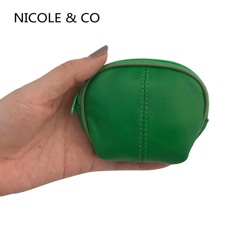 NICOLE & CO Mini monedero auténtica para cartera pequeña de piel de oveja Original con cremallera, monedero pintalabios, 2021| Monederos| - AliExpress