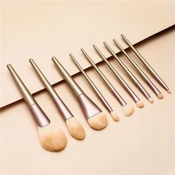 

10pcs/set champagne Makeup Brushes Set Foundation Powder Blush Eyeshadow Concealer Lip Eye Make Up Brush Beauty Tools T10200