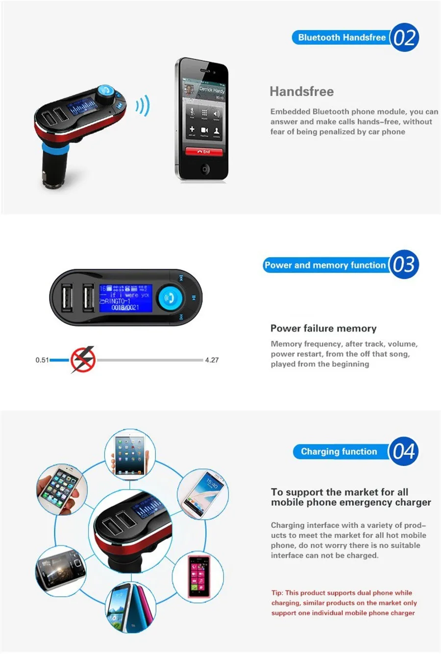 Популярный автомобильный fm-передатчик беспроводной автомобильный Bluetooth музыкальный громкой связи беспроводной MP3-плеер автомобильный комплект тусклый порт USB зарядное устройство SD lcd