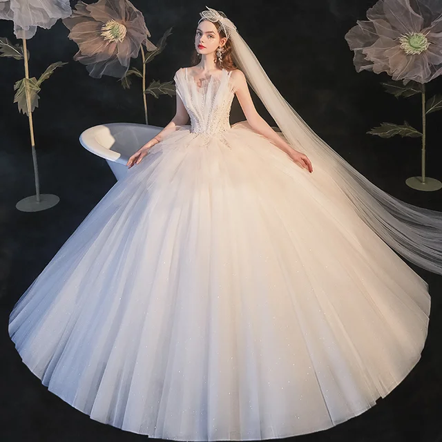 HLF23 2021 White Luxury Wedding Dress Designs Bridal Bridal Gown Vestidos De Novia Baratos Con Envio Gratis Gelinlik 3
