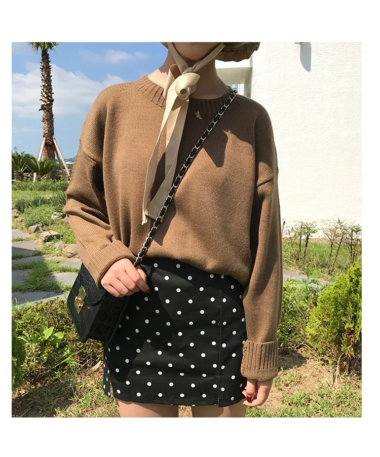 Neploe Pull Femme осенне-зимний женский свитер корейский однотонный Вязаный топ с длинными рукавами Свободный Повседневный пуловер Джемперы 54055
