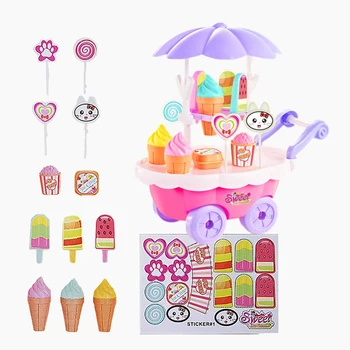 

28pcs/Set Kids Children Girls Ice Cream Cart Toy Set Girl DIY Ice Cream Shop Supermarket Children Simulation Toys Playing Toys
