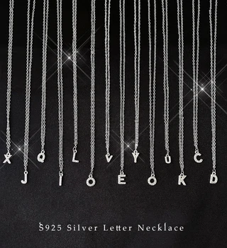 

Full Zircon A~Z Initial Letters Pendants Necklaces For Women 925 Necklaces