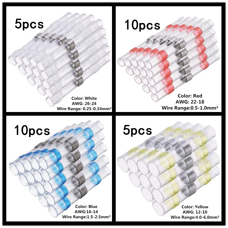 120 Stuks Krimpkous Terminal Soldeer Ring Geïsoleerde Terminal Waterdi Connector Combinatie Boxed Set 1876925
