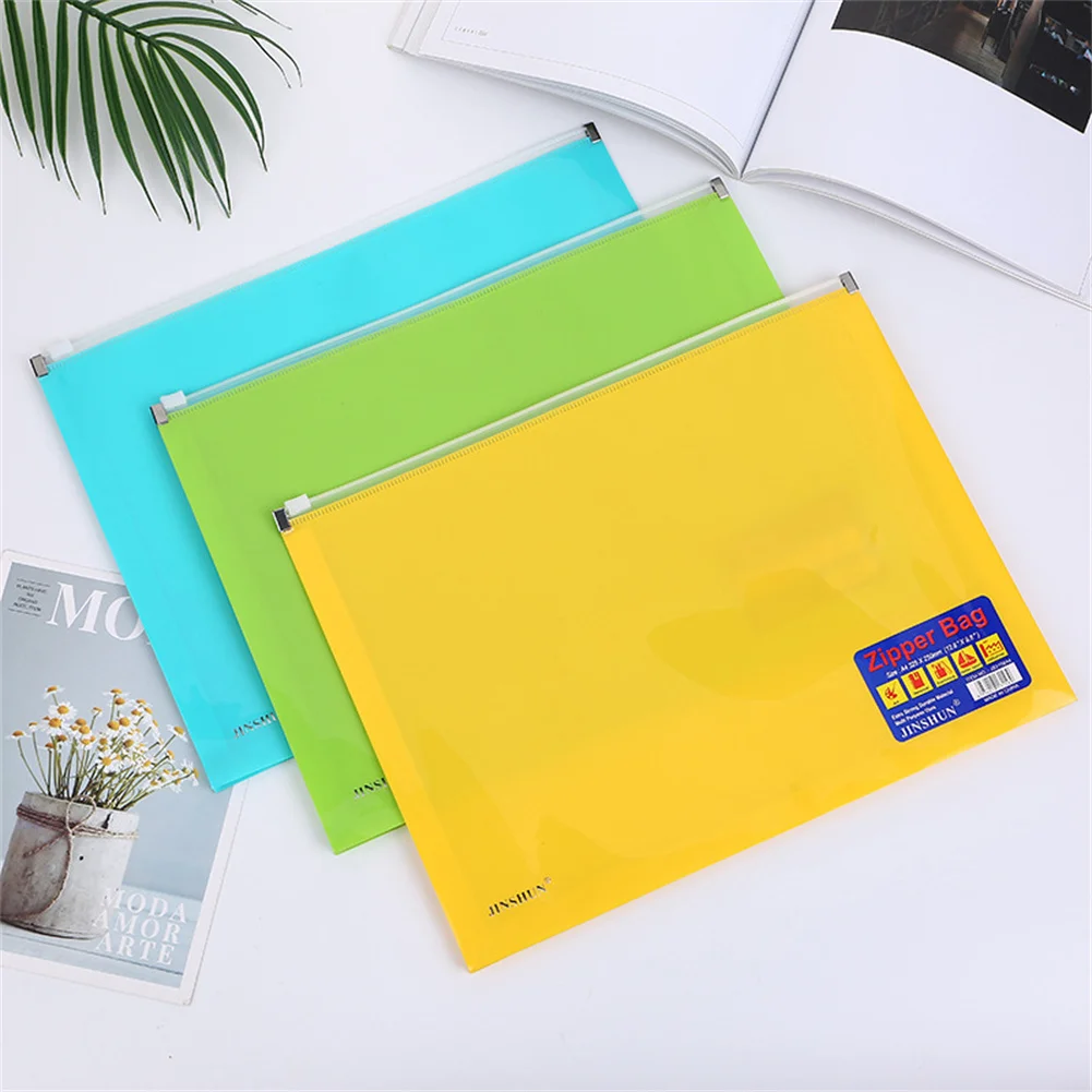 Waterproof File Folder For Documents A4 Organizer Plastic Zip Pouch Office School Envelopes Filing Organizer Poly Portfolio Bag