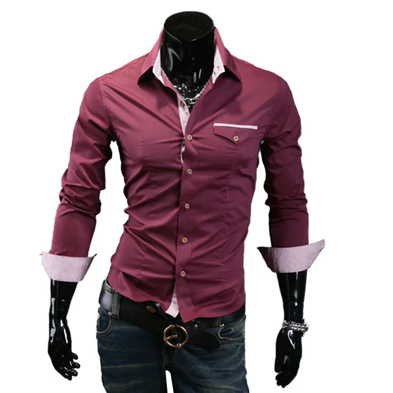 

Plus Size Mens Shirts Casual Slim Fit Smart Casual Solid Single Breasted Vintage Shirt Autumn Office Men Clothing Formal Shirts