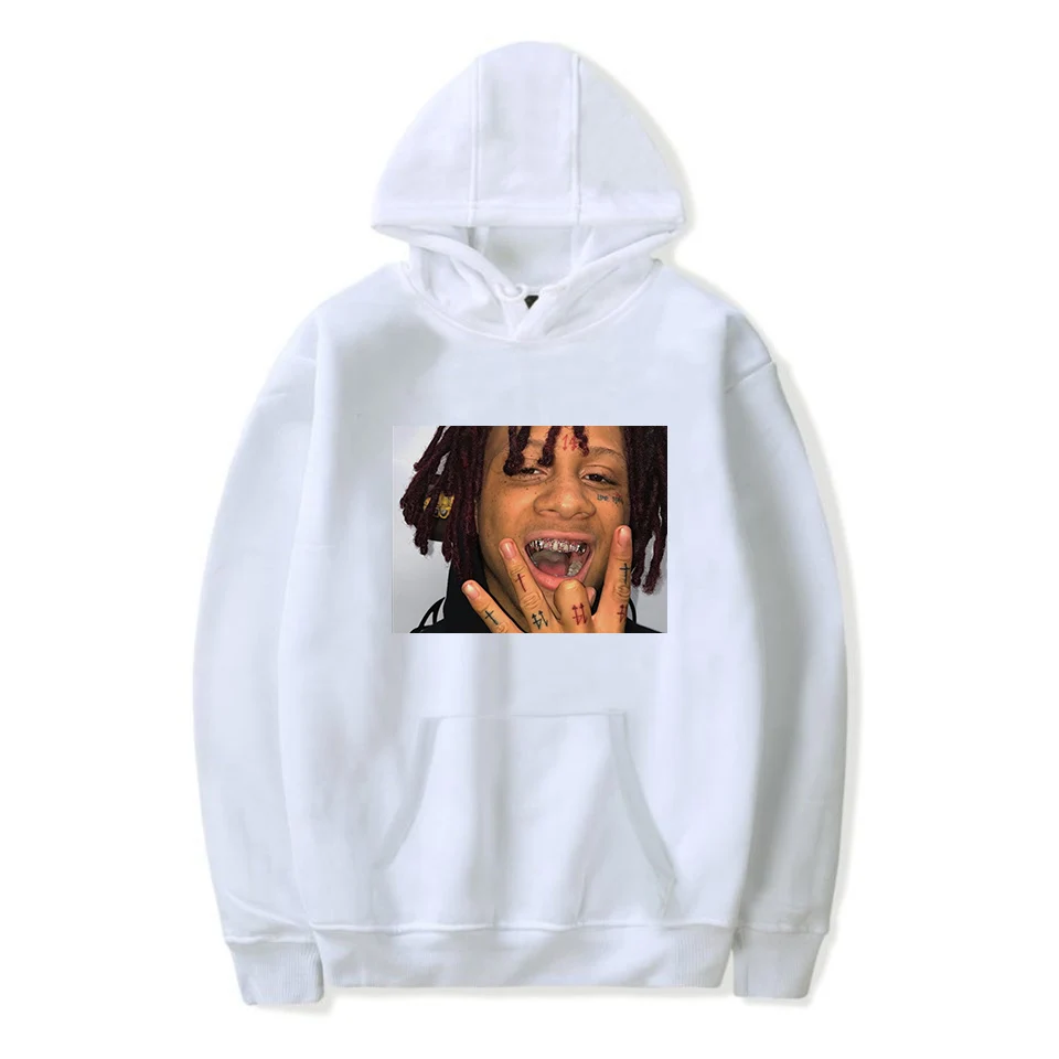 Trippie Redd дизайн с капюшоном карман для мужчин женщин харауку хип хоп Рэп пуловеры с капюшоном флис теплый уличная одежда толстовки - Цвет: white3
