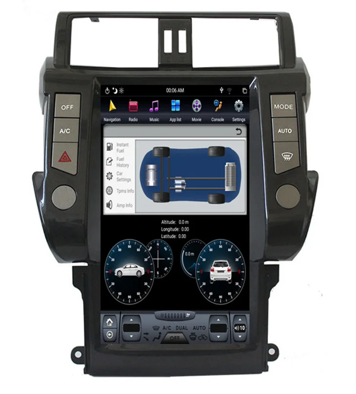 

13.6" tesla style vertical screen android 8.1 Six core Car GPS radio Navigation for Toyota prado 2010-2013