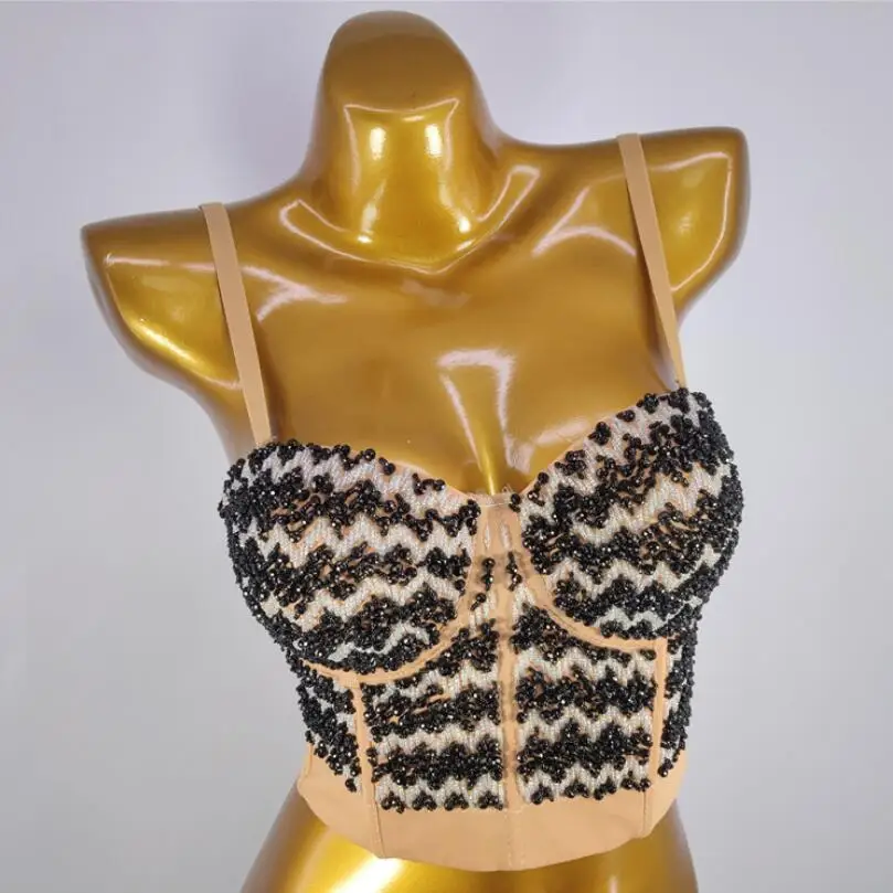 

Женский корсет, сексуальные майки, женский бюстгальтер с бисером, обтягивающий женский жилет для вечерние 2021 p38