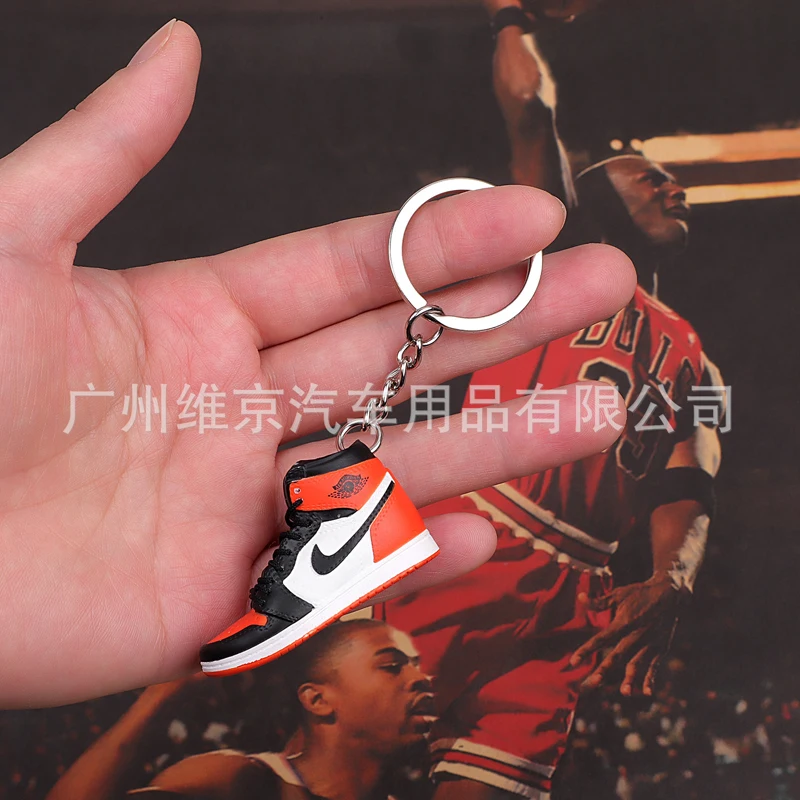 Дропшиппинг aj1 Chicago “не для перепродажи красный” брелок в виде кроссовка Air Jordan 1 3D мини-кроссовки, заблокированный спортивный брелок в виде кроссовка s