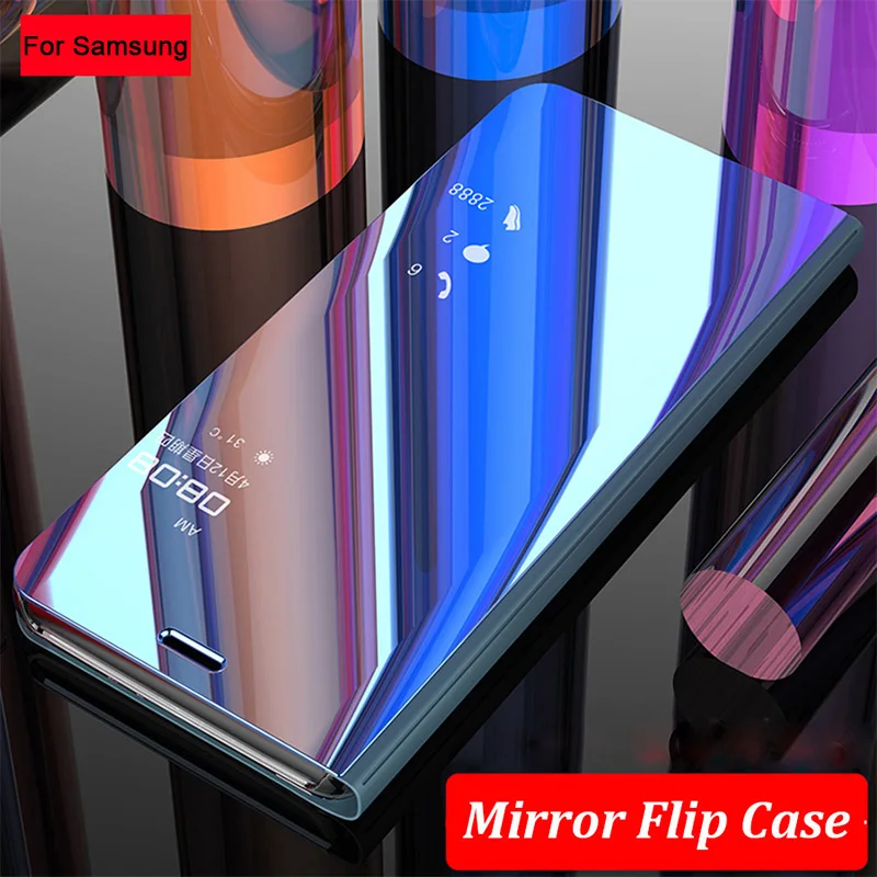 Зеркальный флип-чехол с покрытием для samsung Galaxy A3, A5, A7, A6, A8 Plus,, 360, полный Чехол, защитный чехол из поликарбоната для samsung Note 5, 8, 9