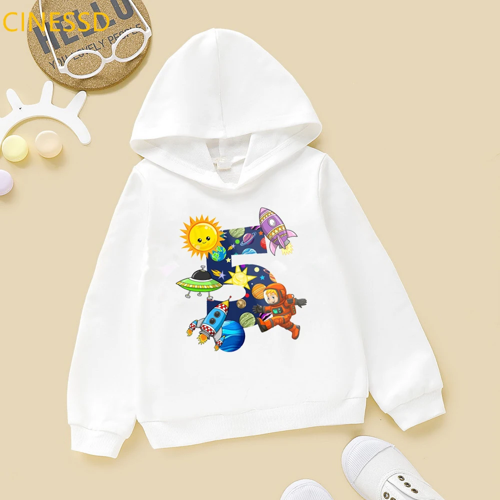 

Cute Kids Boy Winter Clothes Funny 3th/4th/5th/6th/7th/8th/9th Birthday Gift Astronaut Satellite Print Graphic Hoodie Sweatshirt