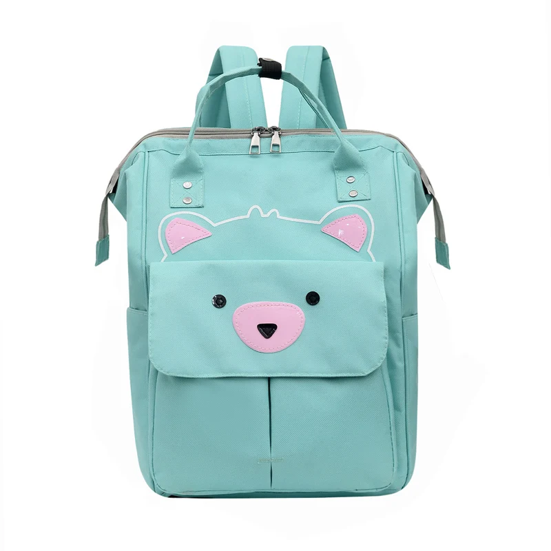 bear green Милый мультяшный Кот большой емкости Детские Пеленки сумка Мама коляска сумки темно-синий Путешествия Рюкзак Для малышей сумка для подгузников Сумка - Цвет: bear green