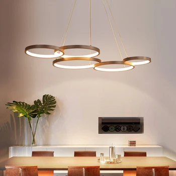 

Nordic Lamp Creative LED Chandeliers Aluminum Brown Modern Chandelier LED Bulbs Semiflush Mount Iron AC 90-260V Remote Control
