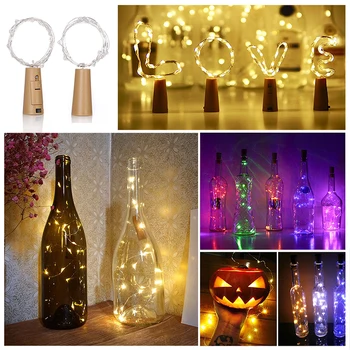 

2M 1M LED Cork Wine Bottle Lights Fairy Lights For Party/Wedding/DIY/Christmas Decor Copper Wire Starry Fairy String Lights D30