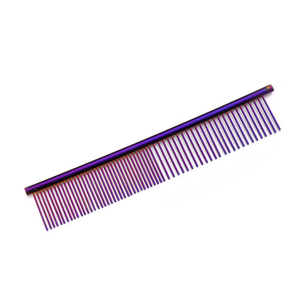 purple Высококачественная собака профессиональная стальная Груминг расческа для собак и кошек очистка нержавеющая сталь салон собачья шерсть Инструменты для укладки - Цвет: purple