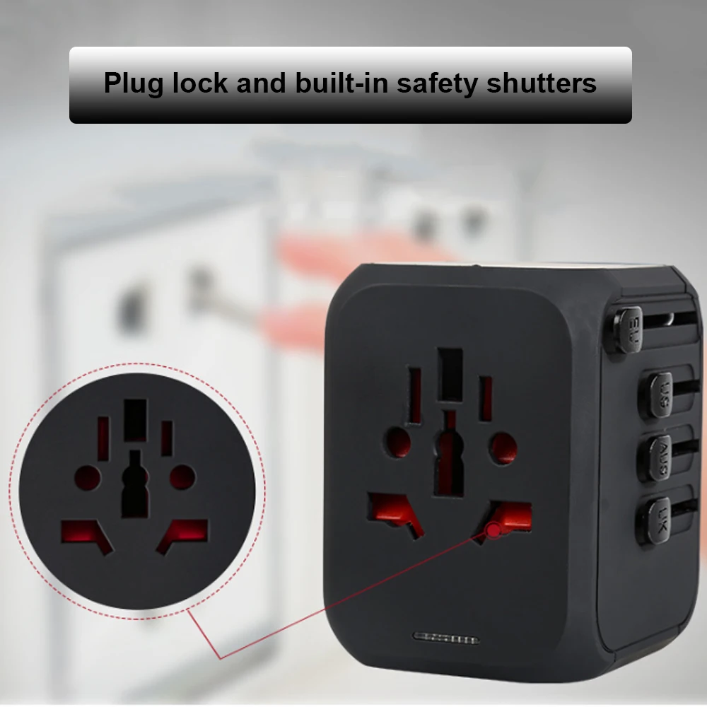 309A Universal-Reiseladegerät-Konvertierungsstecker 100-250 V 5 A Internationaler Schnellladegerät 4 USB-Anschlüsse Adapter_voghion.com