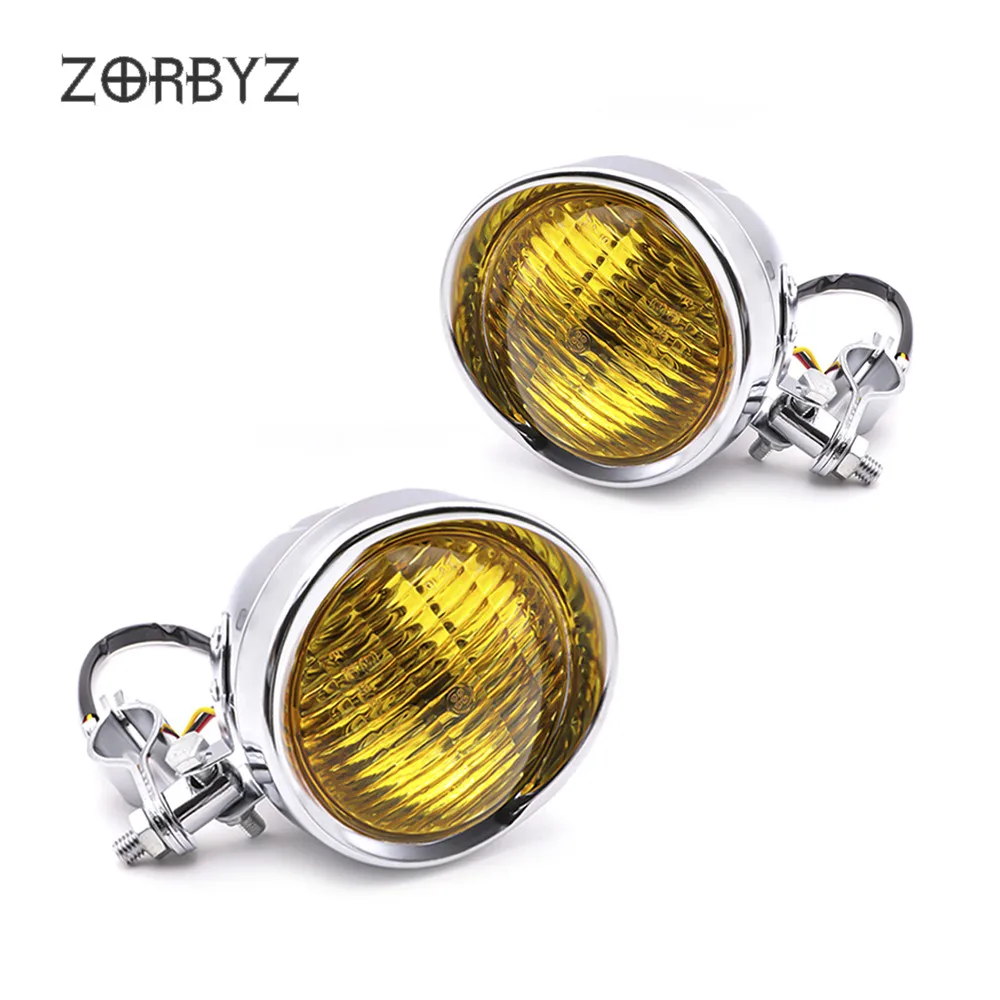 ZORBYZ мотоцикл 1 пара хромированный Ретро металлический противотуманный светильник с рулонной клеткой Guard Bar трубка кронштейн зажим для Harley Yamaha на заказ