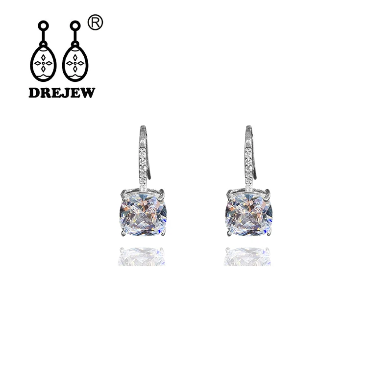 

DREJEW Fashion Square Rhinestone Statement Earrings Sets 2019 925 Crystal Alloy Drop Earrings for Women Wedding Jewelry HE6501