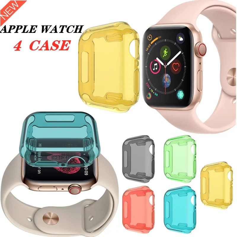 

Candy Protector cases For Apple Watch 4 360 Clear TPU Protective Cover All-Around case for iWatch 44 40mm Watch Bumper Accessori