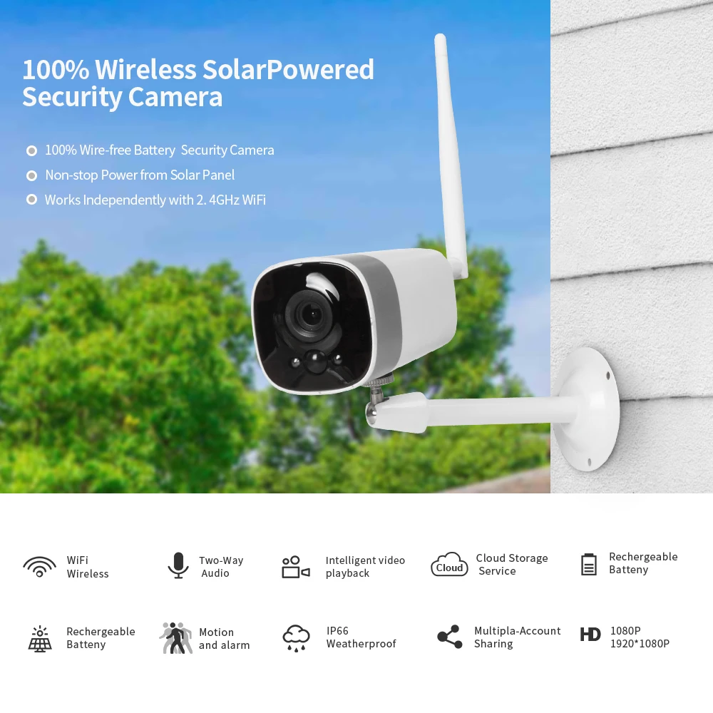 IP камера с Wi Fi и солнечной батареей 1080P|Камеры видеонаблюдения| |