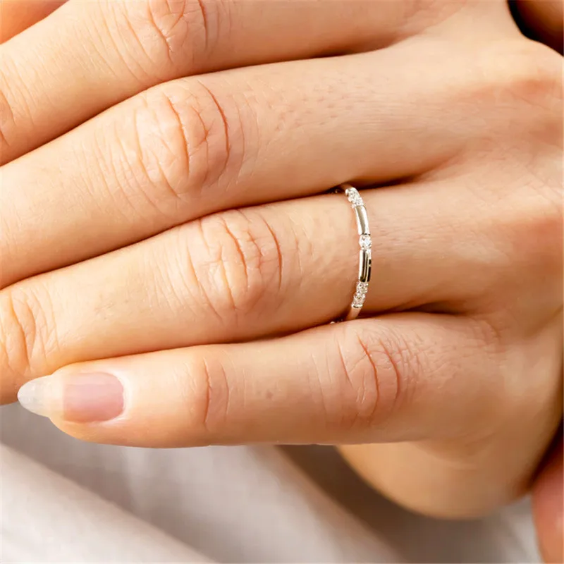Creative Rose Gold Silver Color Knuckle Ring Simple Female Small White Zircon Ring Fashion Wedding Engagement Rings For Women