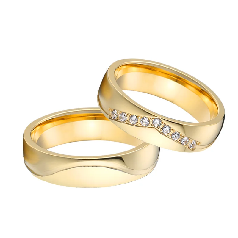 

Engagment wedding rings for men and women couples lover's alliance hand finger fashion jewelry 18 karat gold plated rings