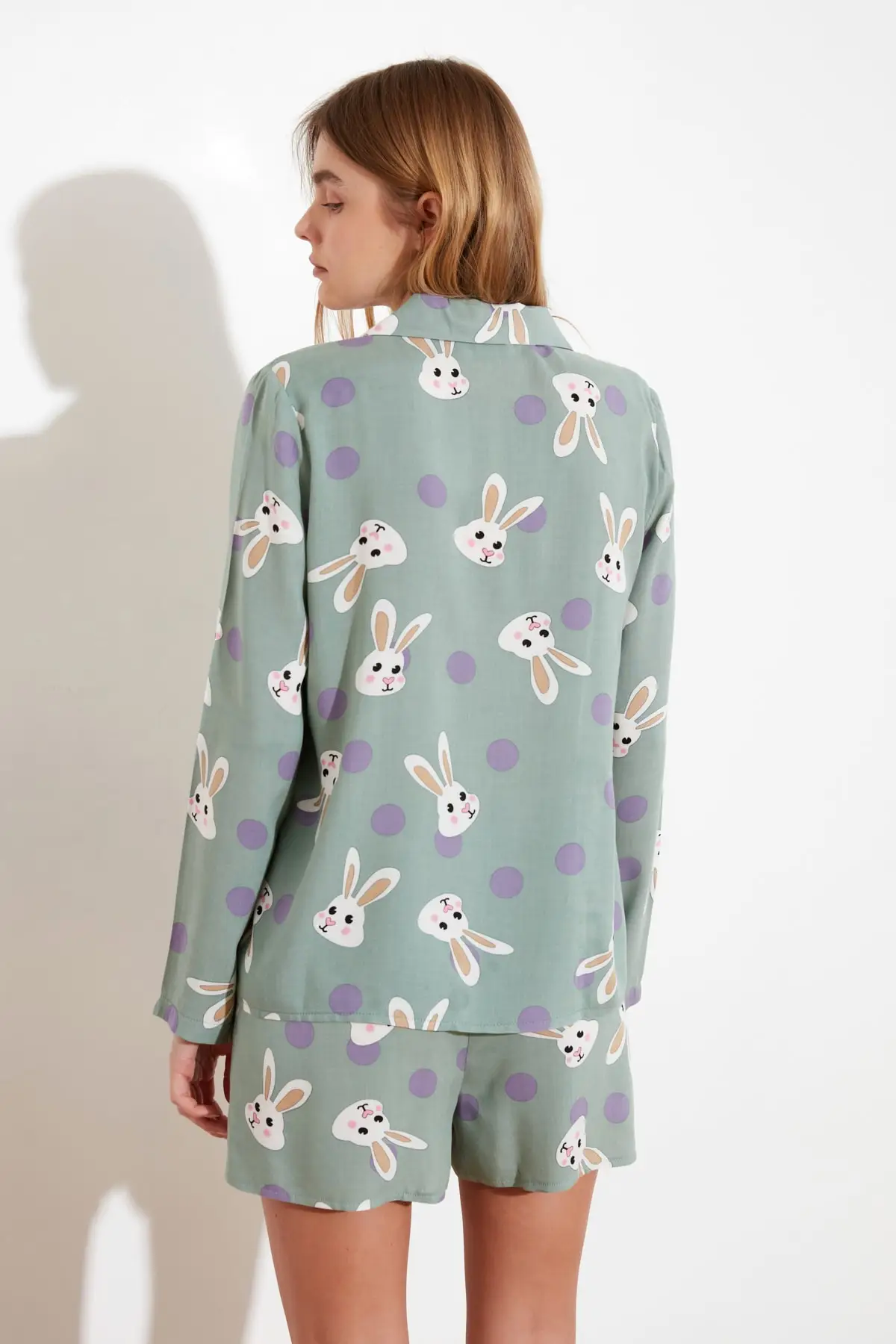 Trendyol Rabbit Printed Woven Pajamas set THMSS21PT0302 cotton loungewear