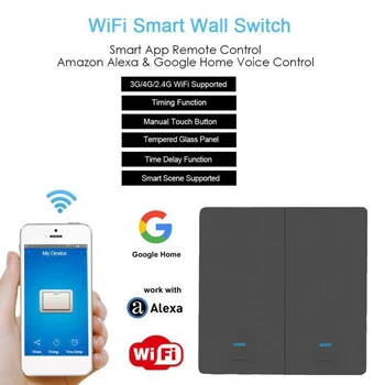 

1/2/3 Gang TUYA WiFi Smart Touch Switch EU & UK Standard Ewelink Smart Life App Smart Home Wall Via Alexa Google Home Voice