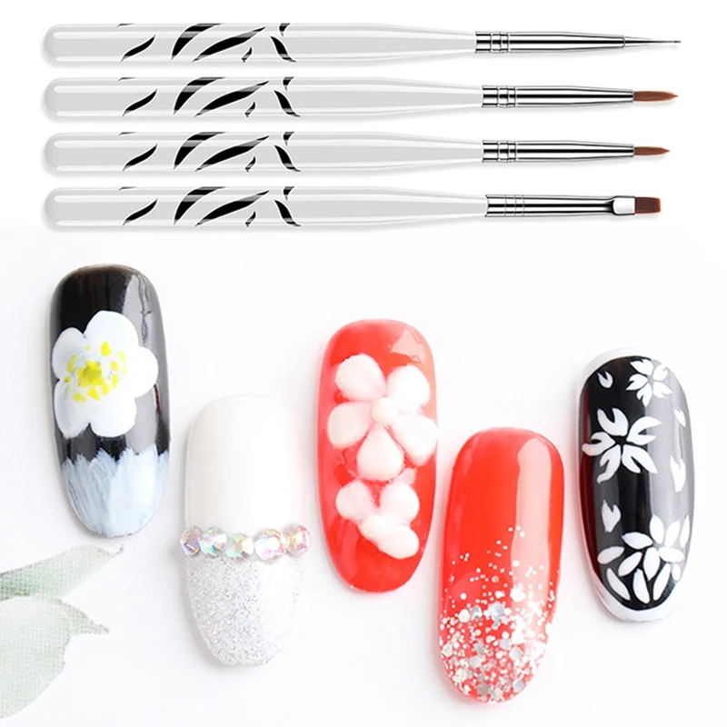 8 видов стилей Набор щеточек для ногтей Zebra Liner Draw УФ-гель, Акриловый Лак Кисть для дизайна ногтей ручка для рисования Типсы для маникюра наборы инструментов