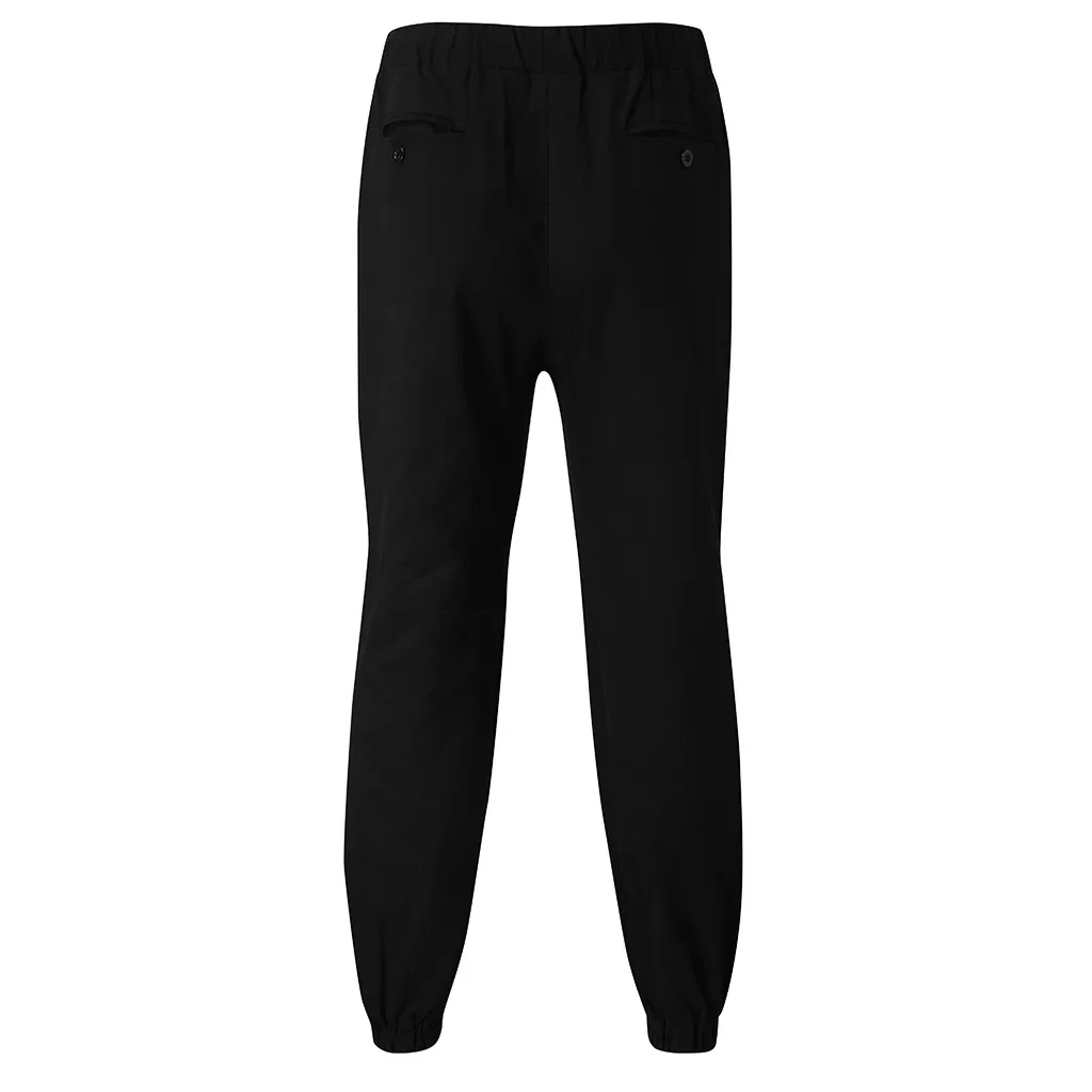 Vogue Pantalon Homme спортивные штаны мужские повседневные Черные Фитнес Бодибилдинг Карманы Кожа полная длина спортивные штаны