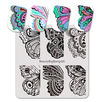 

BeautyBigBang 1PCS 6*6cm Square Nail Stamping Plates Butterfly Wing Pattern Nail Art Stamp Stamping Template Image Plate