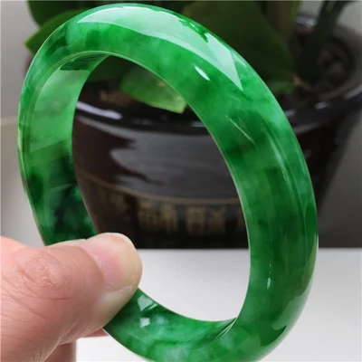 

Natural Burmese Jadeite 54-64mm Green Bangle Elegant Princess Jewelry Best Gift