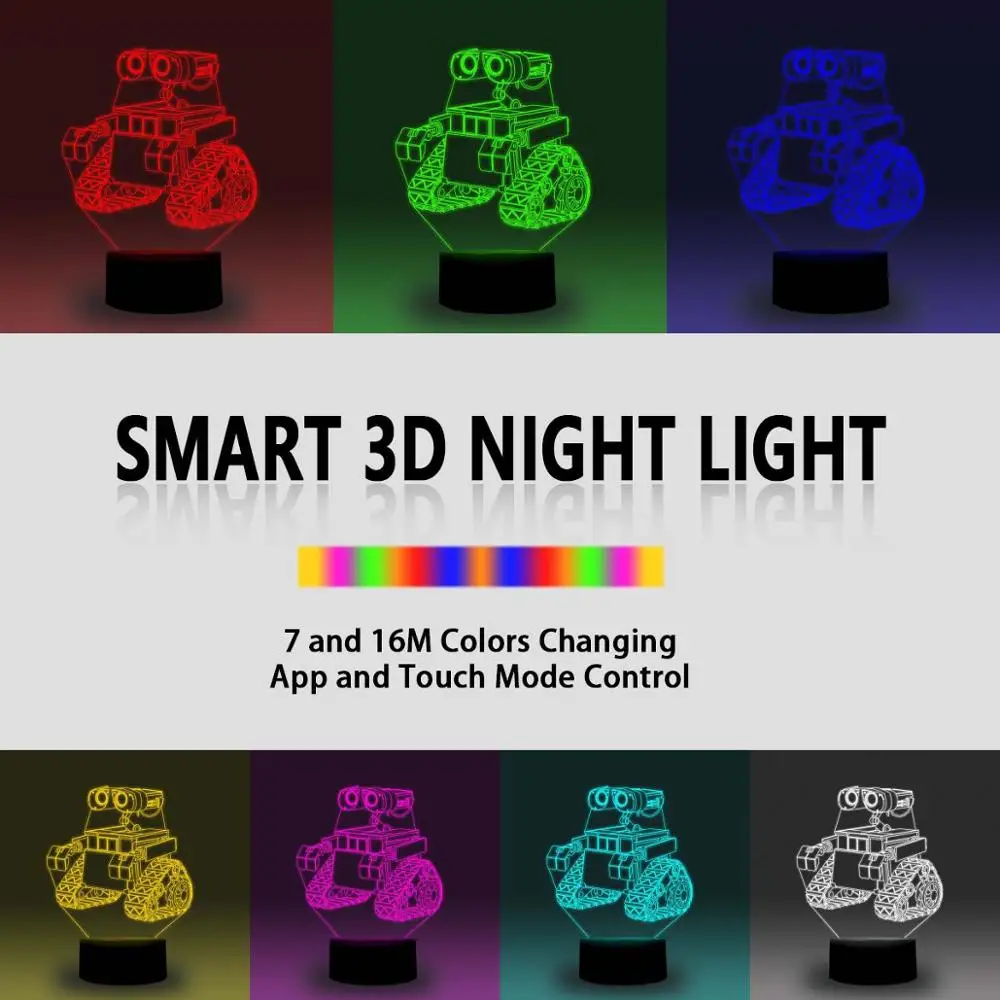 NiteApps 3D Настенный ночник настольная лампа Иллюзия украшение лампа подарок на день рождения приложение/сенсорное управление